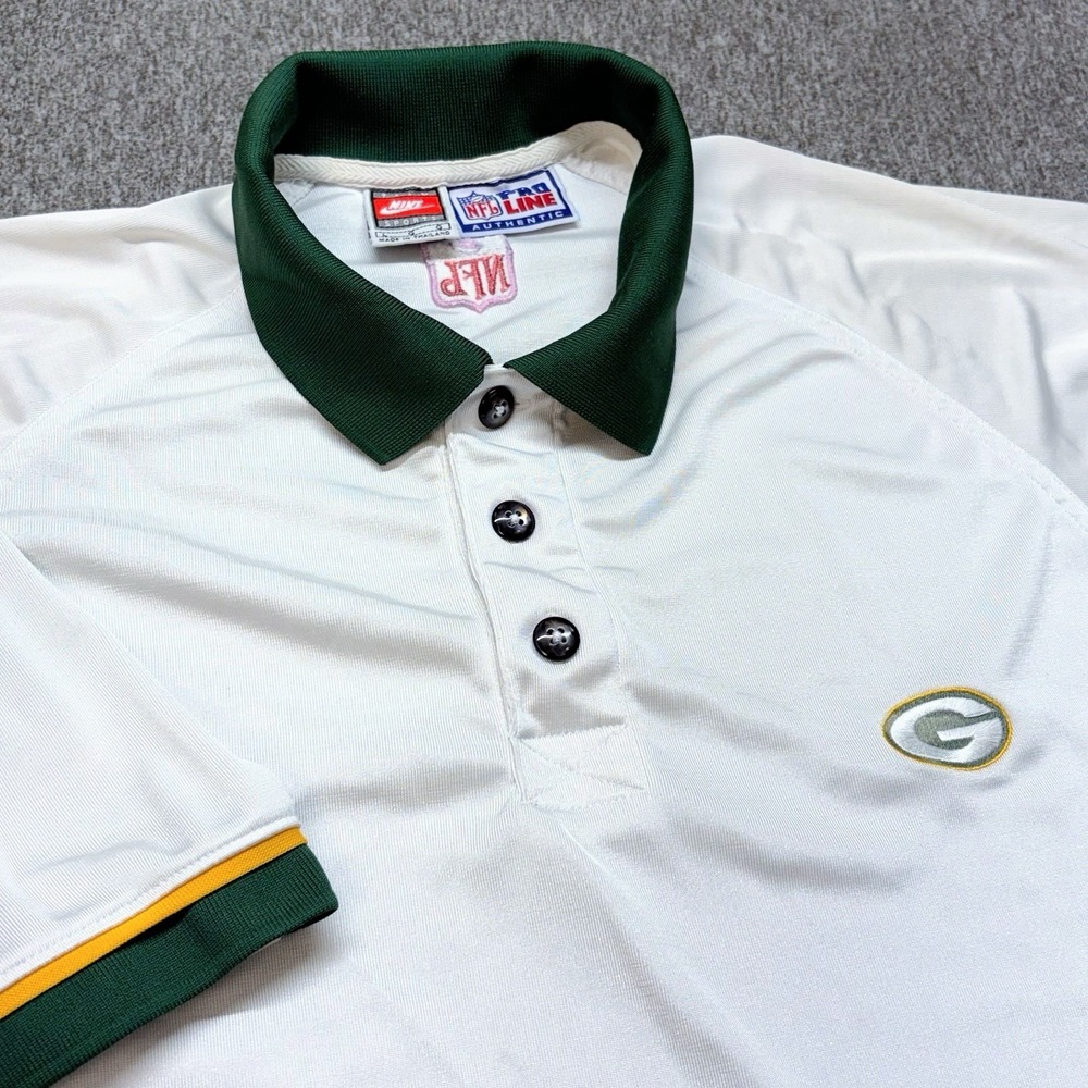 Vintage Green Bay Packers Polo Shirt Mens L Starter Pro Line NFL Pink Shield 90s
